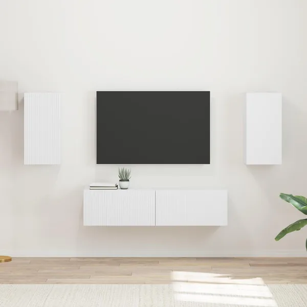 Ensemble meuble TV 4 pcs Blanc Bois d'ingénierie