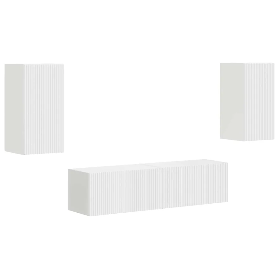 Ensemble meuble TV 4 pcs Blanc Bois d'ingénierie - 2