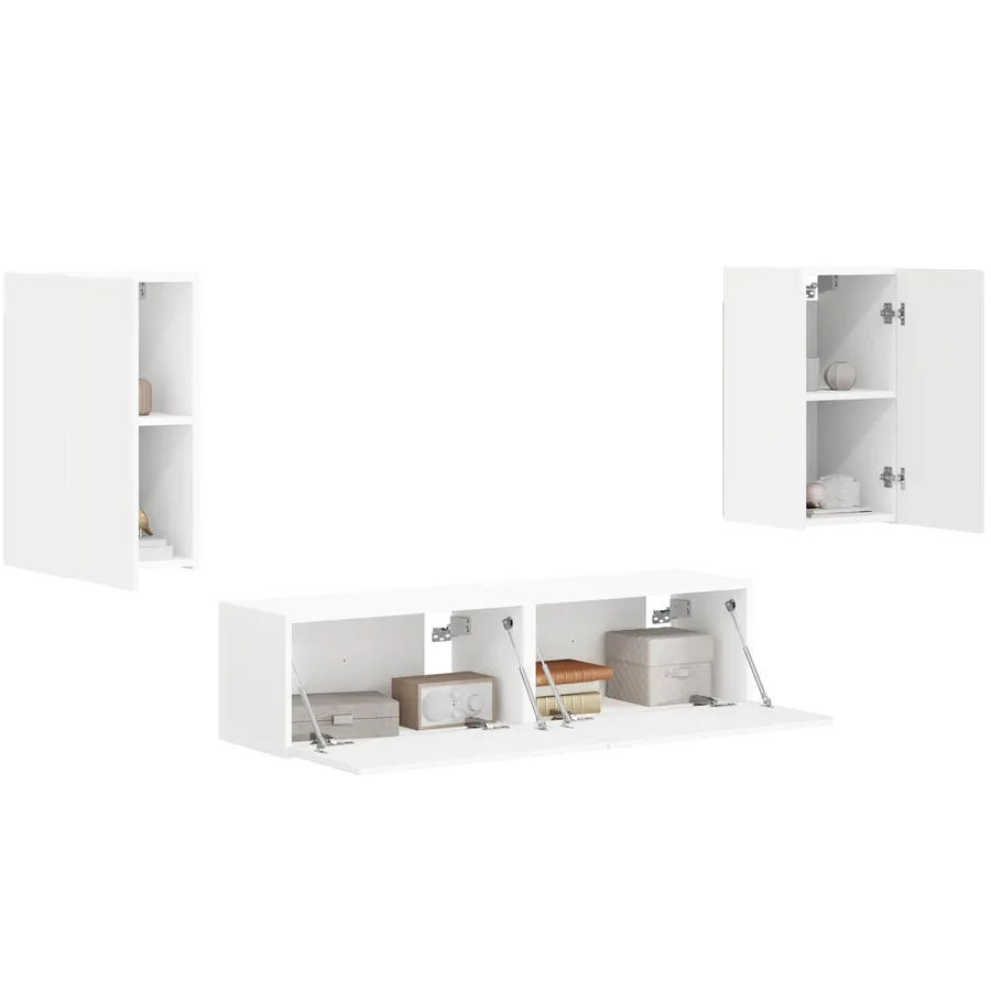 Ensemble meuble TV 4 pcs Blanc Bois d'ingénierie - 3