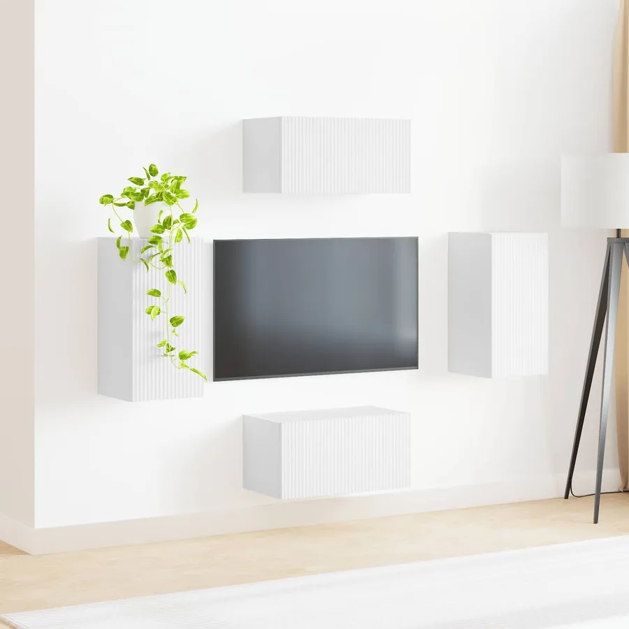 Ensemble meuble TV 4 pcs Blanc Bois d'ingénierie - 4
