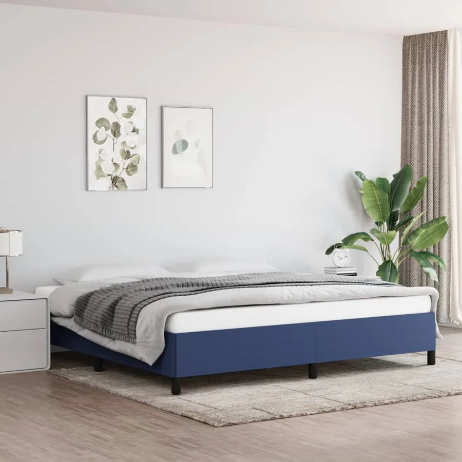 Cadre de lit sans matelas bleu 200x200 cm tissu