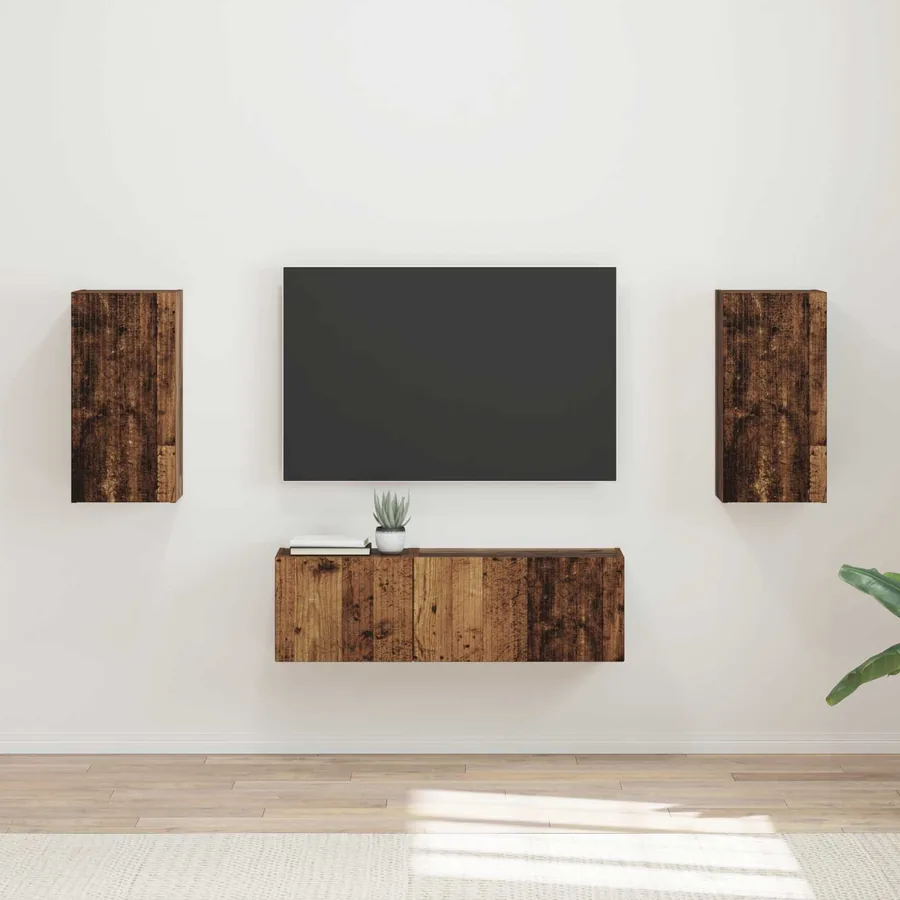 Ensemble de meuble TV mural 4 pcs Bois ancien Bois d'ingénierie