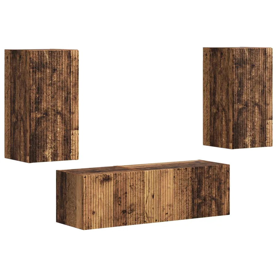 Ensemble de meuble TV mural 4 pcs Bois ancien Bois d'ingénierie - 2