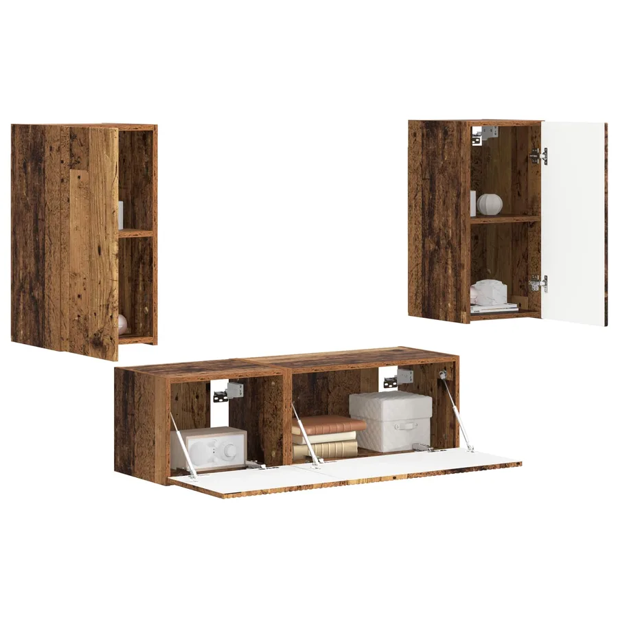 Ensemble de meuble TV mural 4 pcs Bois ancien Bois d'ingénierie - 3
