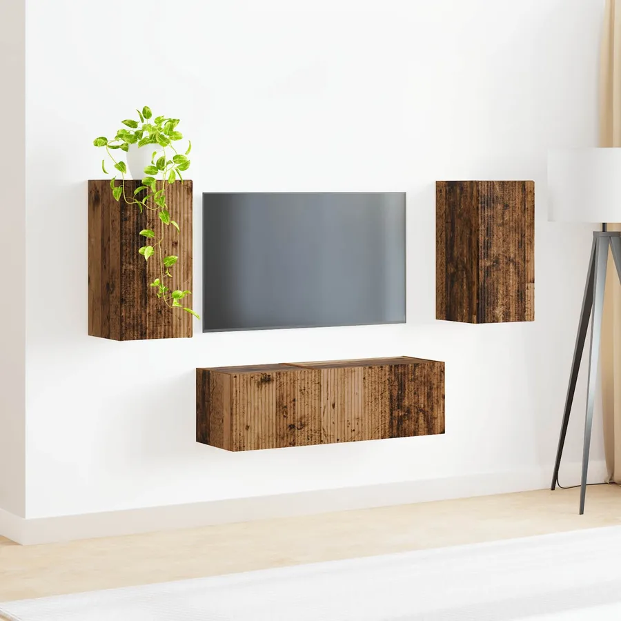 Ensemble de meuble TV mural 4 pcs Bois ancien Bois d'ingénierie - 4