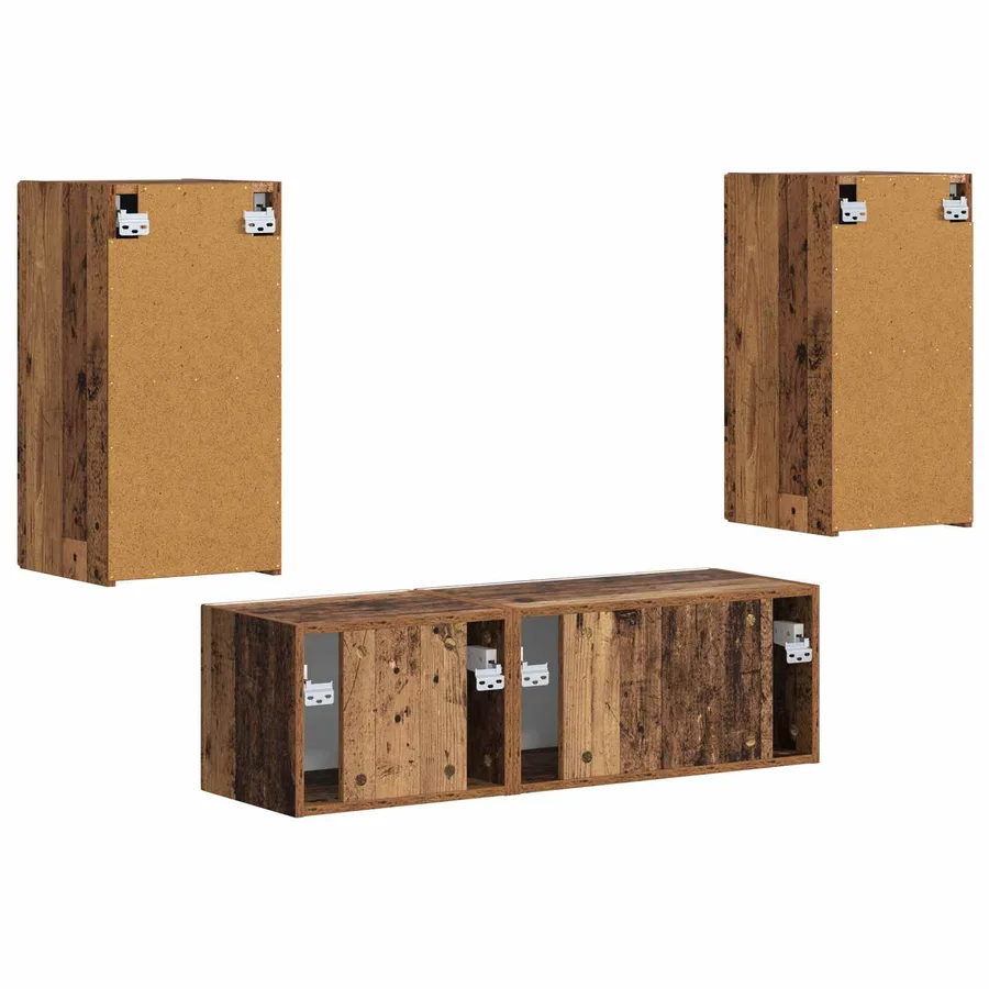 Ensemble de meuble TV mural 4 pcs Bois ancien Bois d'ingénierie - 9