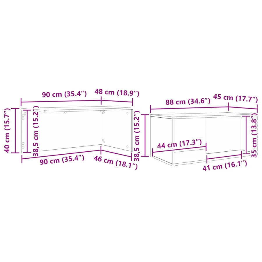 Ensemble de tables basses 2 pcs Chêne Sonoma Bois d'ingénierie - 16