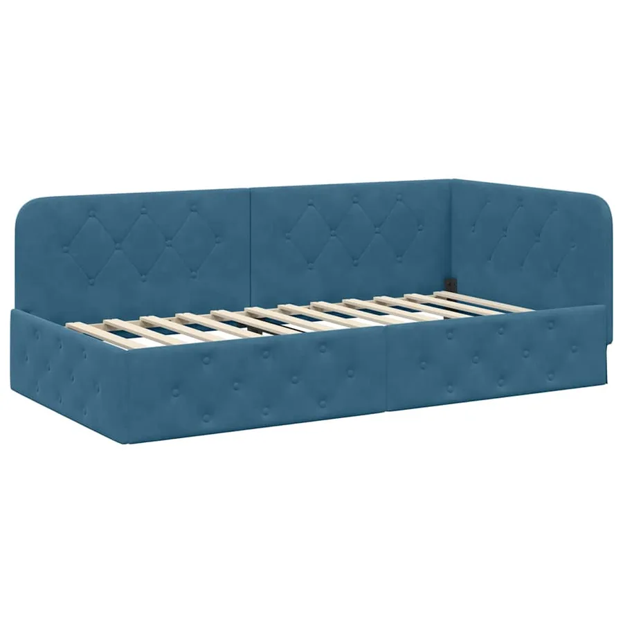 Cadre de lit d'angle Bleu 90 x 200 cm Velours - 6