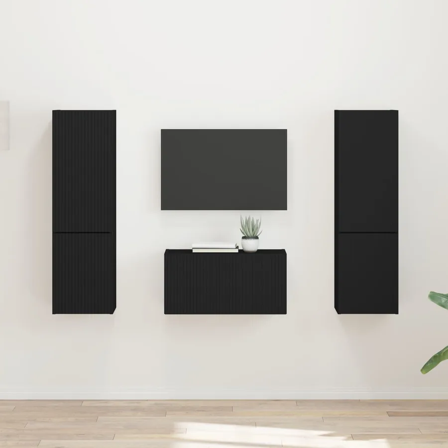 Ensemble meuble TV 5 pcs Noir Bois d'ingénierie