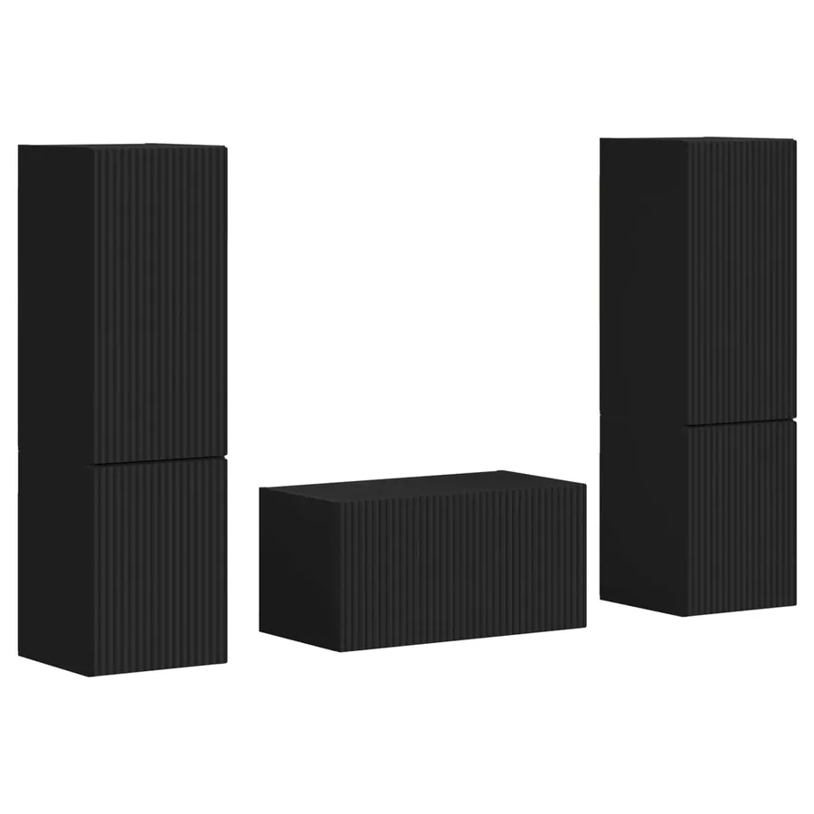 Ensemble meuble TV 5 pcs Noir Bois d'ingénierie - 2