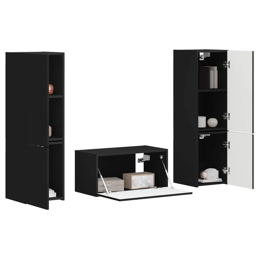 Ensemble meuble TV 5 pcs Noir Bois d'ingénierie - 3
