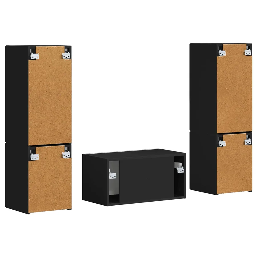 Ensemble meuble TV 5 pcs Noir Bois d'ingénierie - 9
