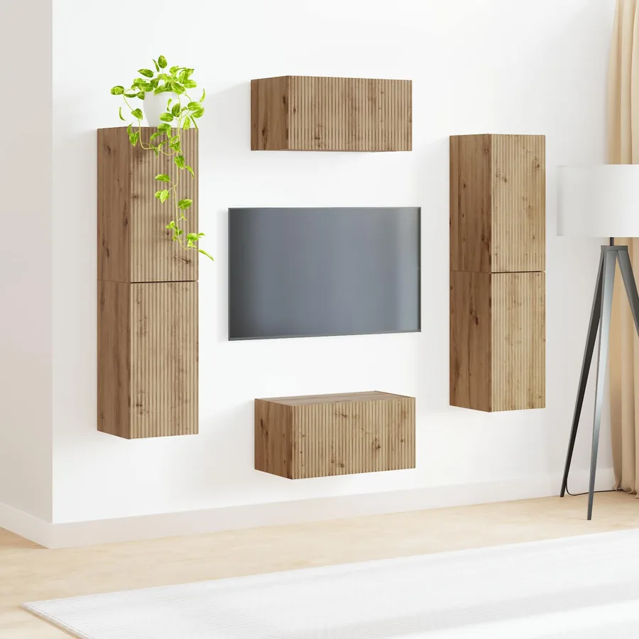 Ensemble meuble TV 6 pcs Chêne artisanal Bois d'ingénierie - 4