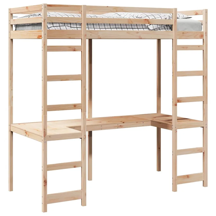 Cadre de lit mezzanine Naturel 90 x 190 cm Pin massif - 2