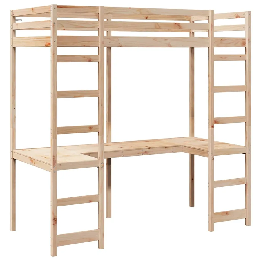 Cadre de lit mezzanine Naturel 75 x 190 cm Pin massif - 4