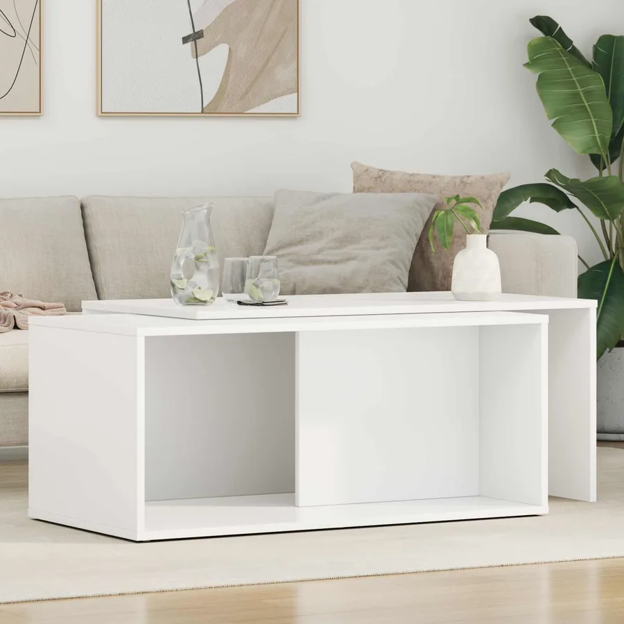 Ensemble de tables basses 2 pcs Blanc Bois d'ingénierie