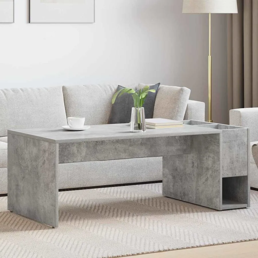 Table basse Gris béton 101,5 x 50 x 37 cm Bois d'ingénierie