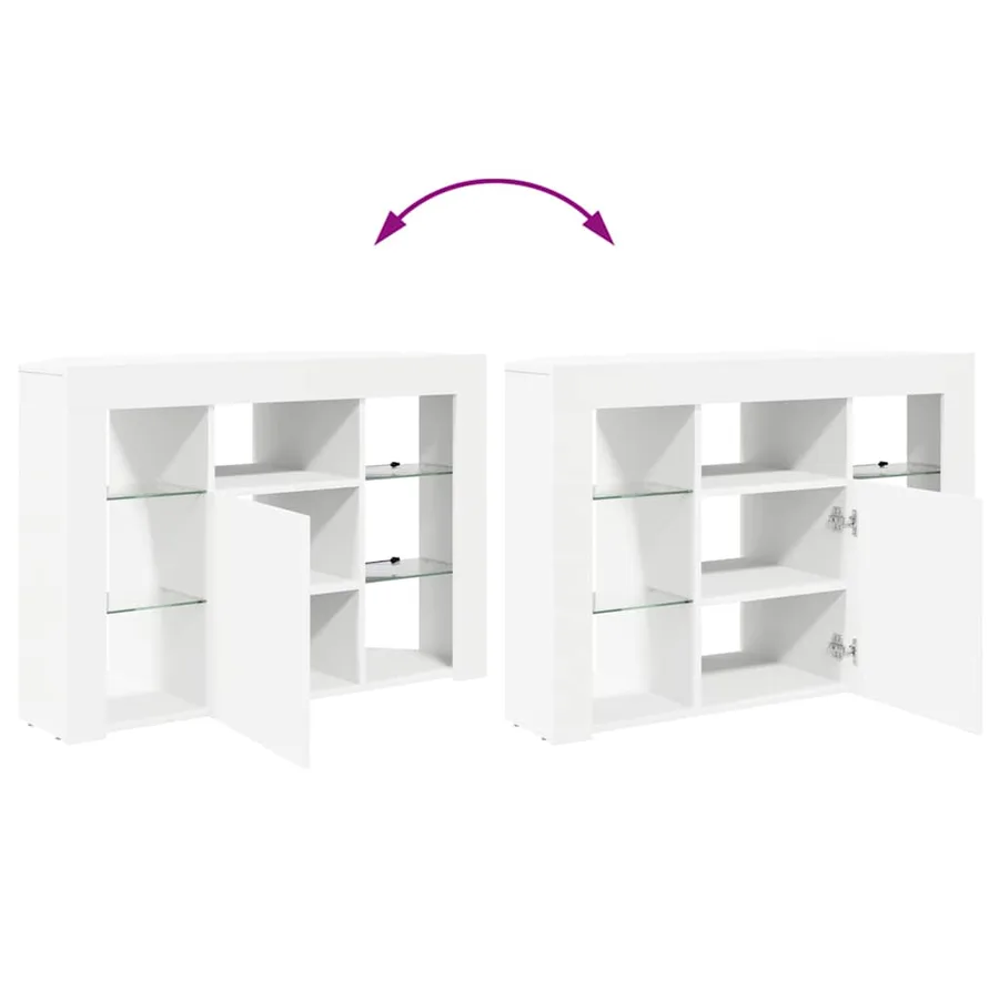 Meuble TV LED d'Angle Blanc 100x40x68cm Bois d'ingénierie - 14