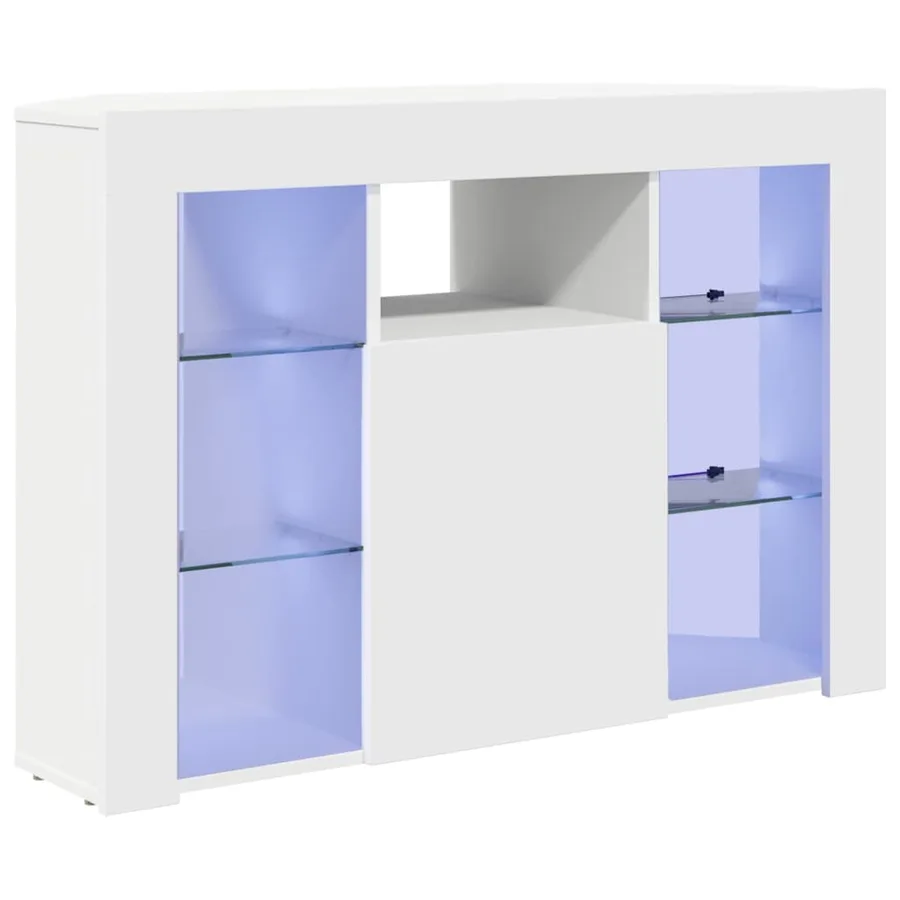 Meuble TV LED d'Angle Blanc 100x40x68cm Bois d'ingénierie - 2