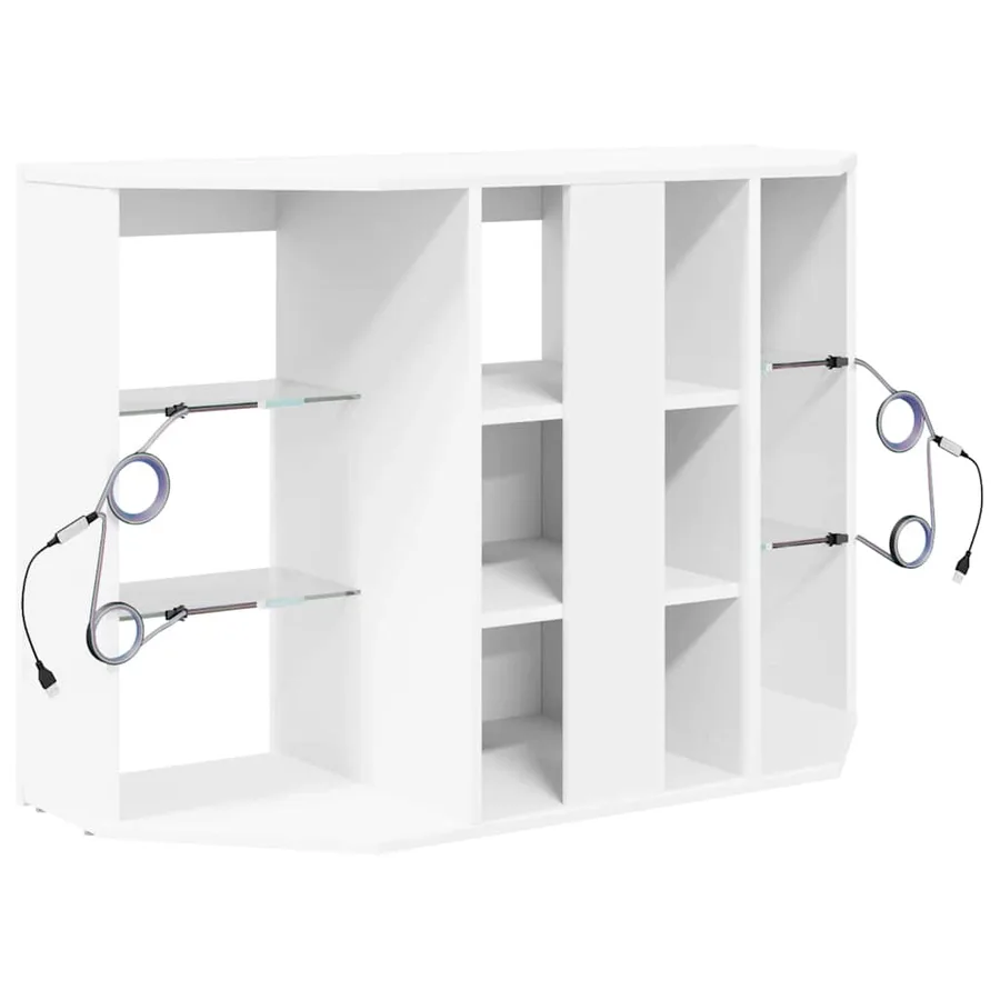 Meuble TV LED d'Angle Blanc 100x40x68cm Bois d'ingénierie - 8