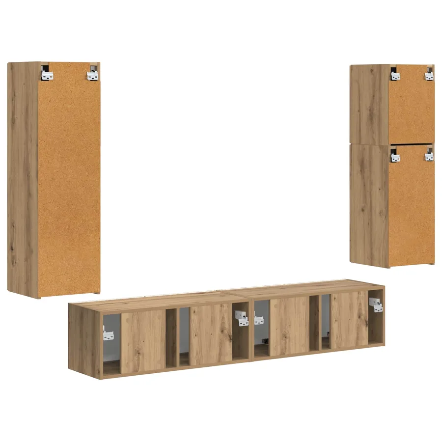 Ensemble meuble TV 4 pcs Chêne artisanal Bois d'ingénierie - 10