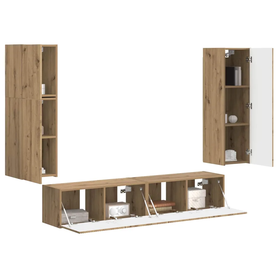 Ensemble meuble TV 4 pcs Chêne artisanal Bois d'ingénierie - 3