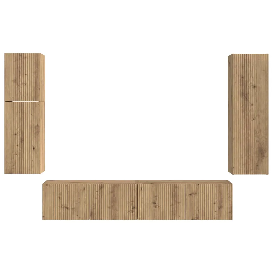 Ensemble meuble TV 4 pcs Chêne artisanal Bois d'ingénierie - 9