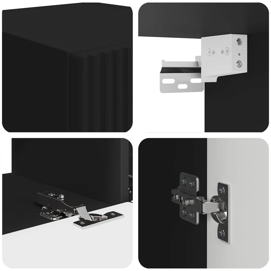 Ensemble meuble TV Montage mural 3 pcs Noir Bois d'ingénierie - 10