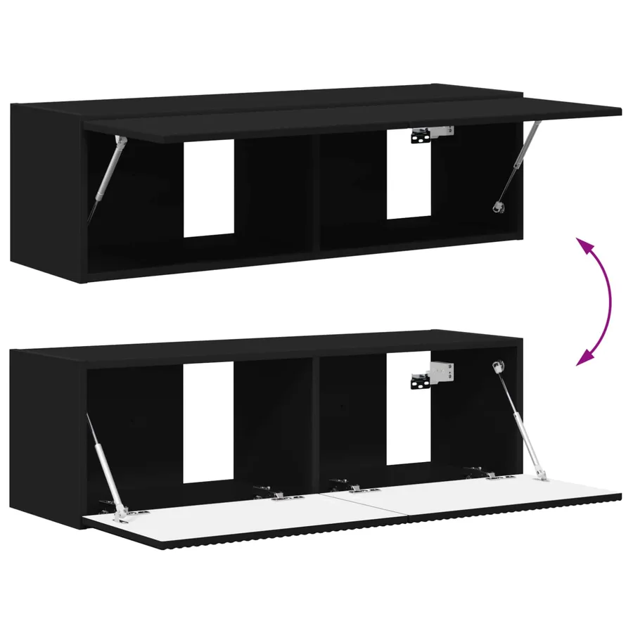 Ensemble meuble TV Montage mural 3 pcs Noir Bois d'ingénierie - 12