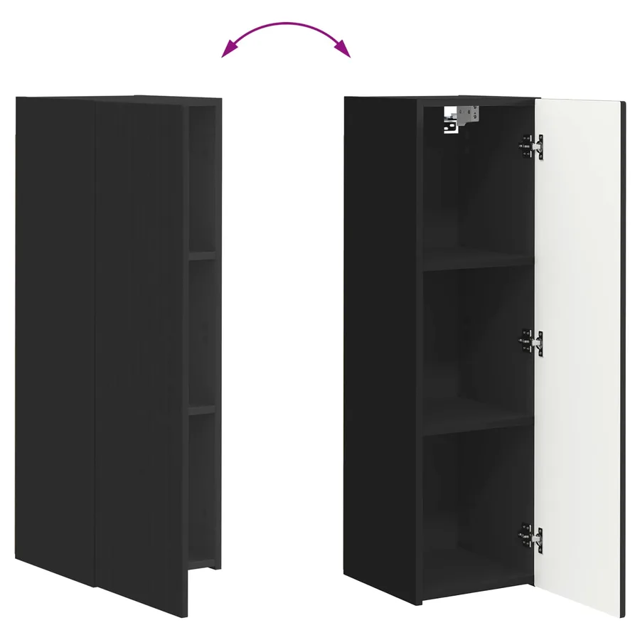Ensemble meuble TV Montage mural 3 pcs Noir Bois d'ingénierie - 13