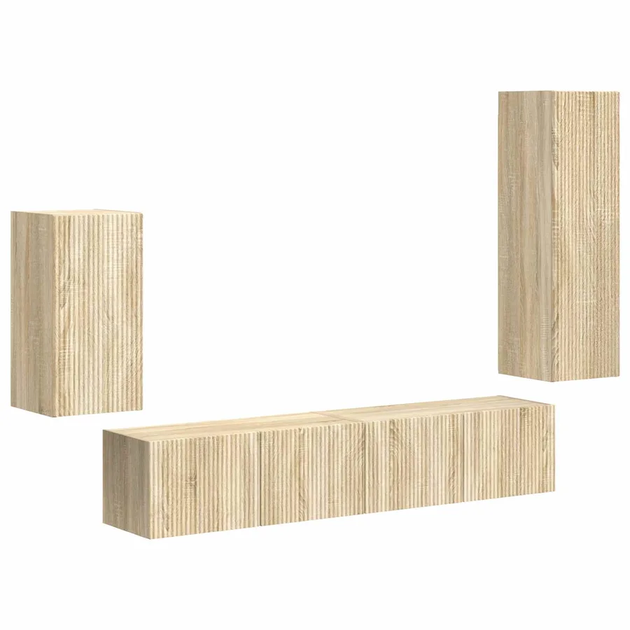 Ensemble meuble TV 4 pcs Chêne Sonoma Bois d'ingénierie - 2