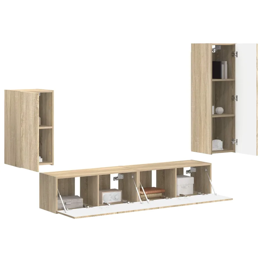 Ensemble meuble TV 4 pcs Chêne Sonoma Bois d'ingénierie - 3
