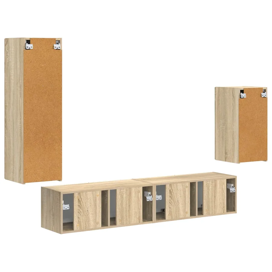 Ensemble meuble TV 4 pcs Chêne Sonoma Bois d'ingénierie - 9