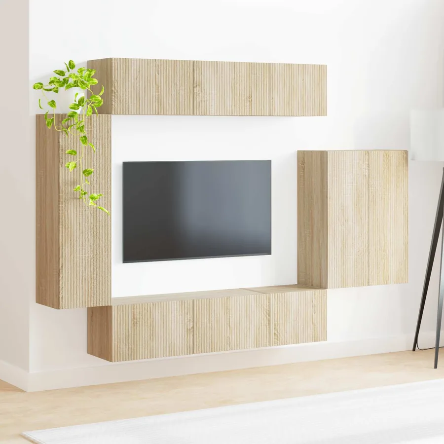 Ensemble de meuble TV mural Montage mural 6 pcs Chêne Sonoma - 4