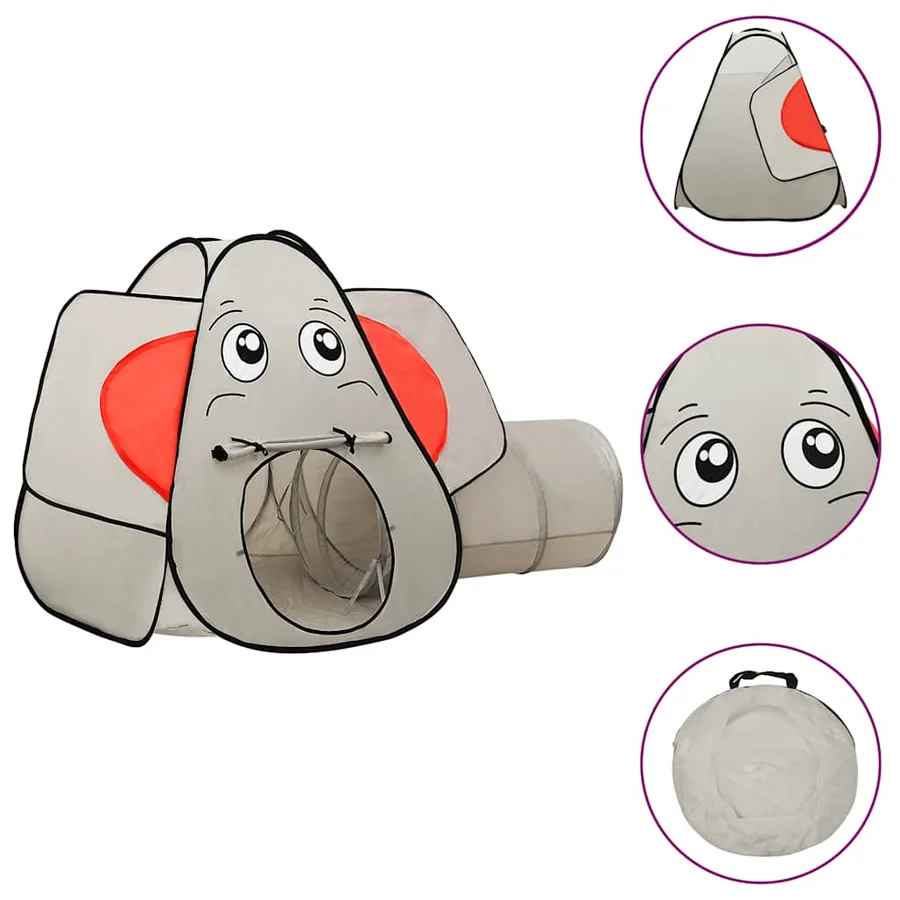 Tente de jeu pour enfants 250 balles Éléphant Gris 174x86x101cm - 2