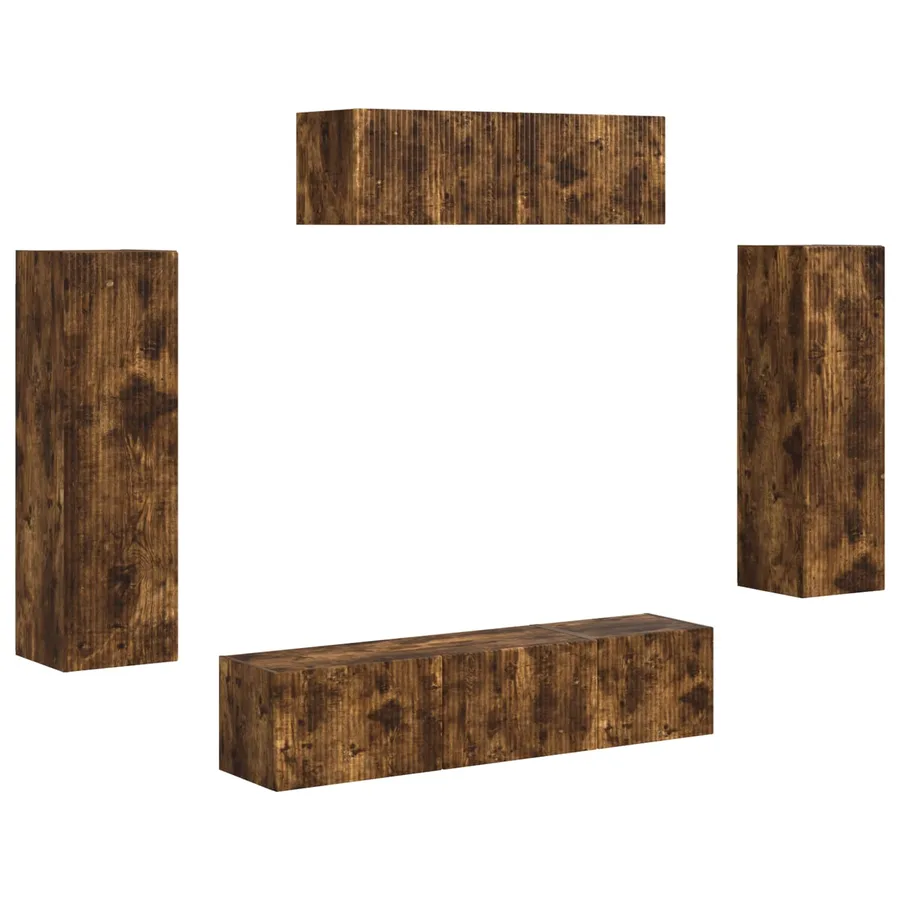 Meuble TV 5 pcs Chêne fumé - 2