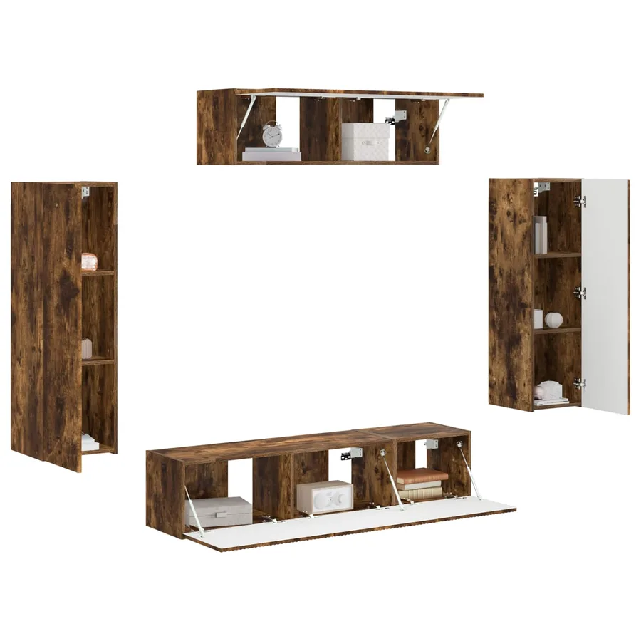 Meuble TV 5 pcs Chêne fumé - 3