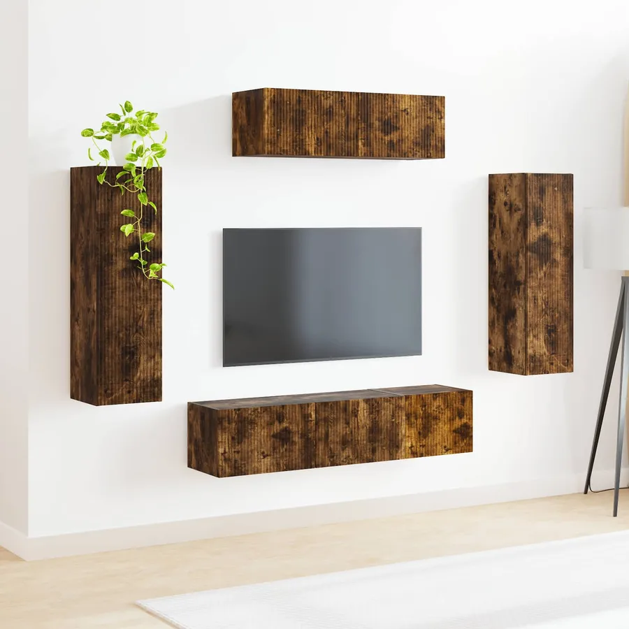 Meuble TV 5 pcs Chêne fumé - 4