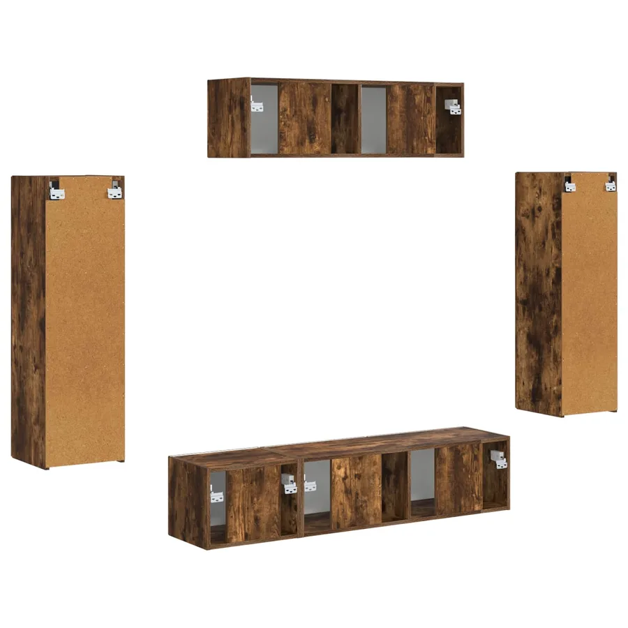 Meuble TV 5 pcs Chêne fumé - 9