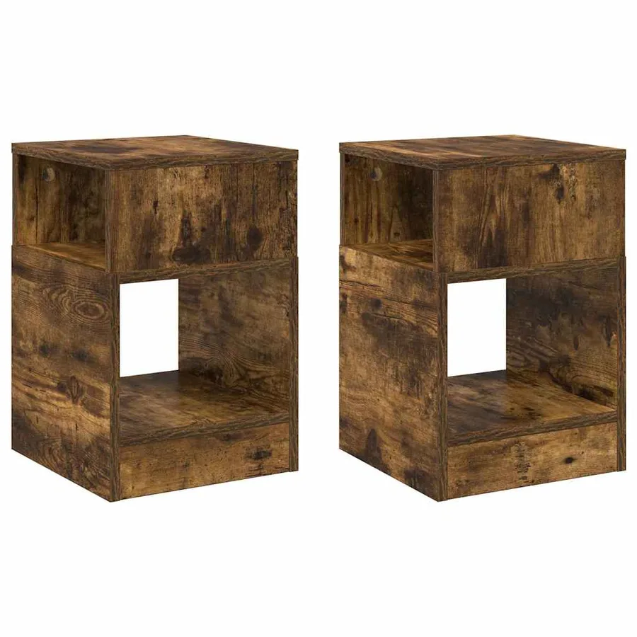 Table d'appoint 2 pcs Chêne fumé 30,5 x 30 x 45 cm - 2