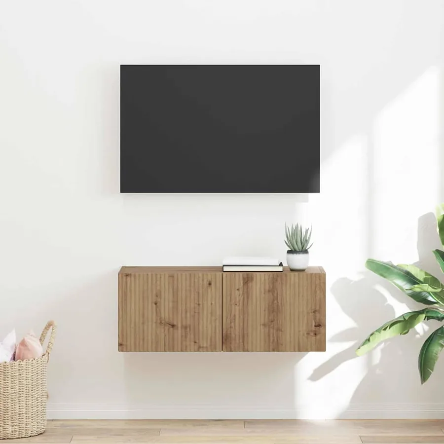 Meuble TV mural 78,5 x 31 x 29,5 cm Chêne artisan