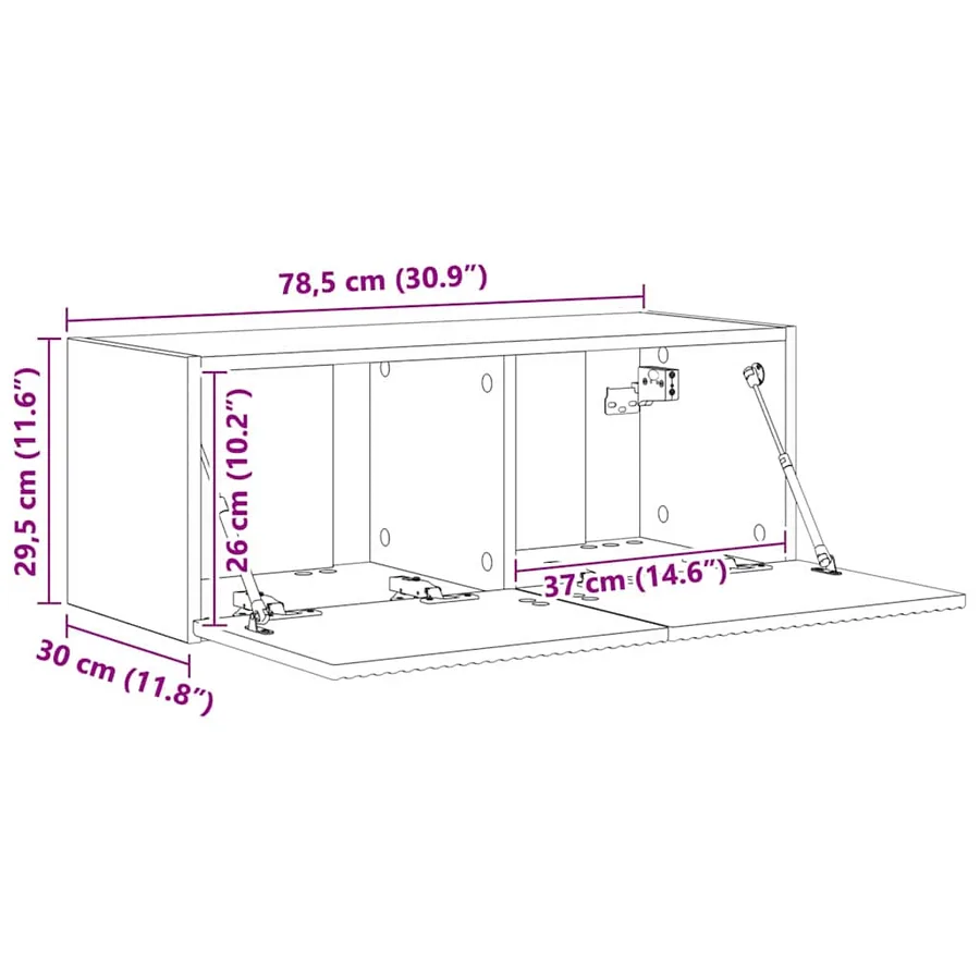 Meuble TV mural 78,5 x 31 x 29,5 cm Chêne artisan - 13