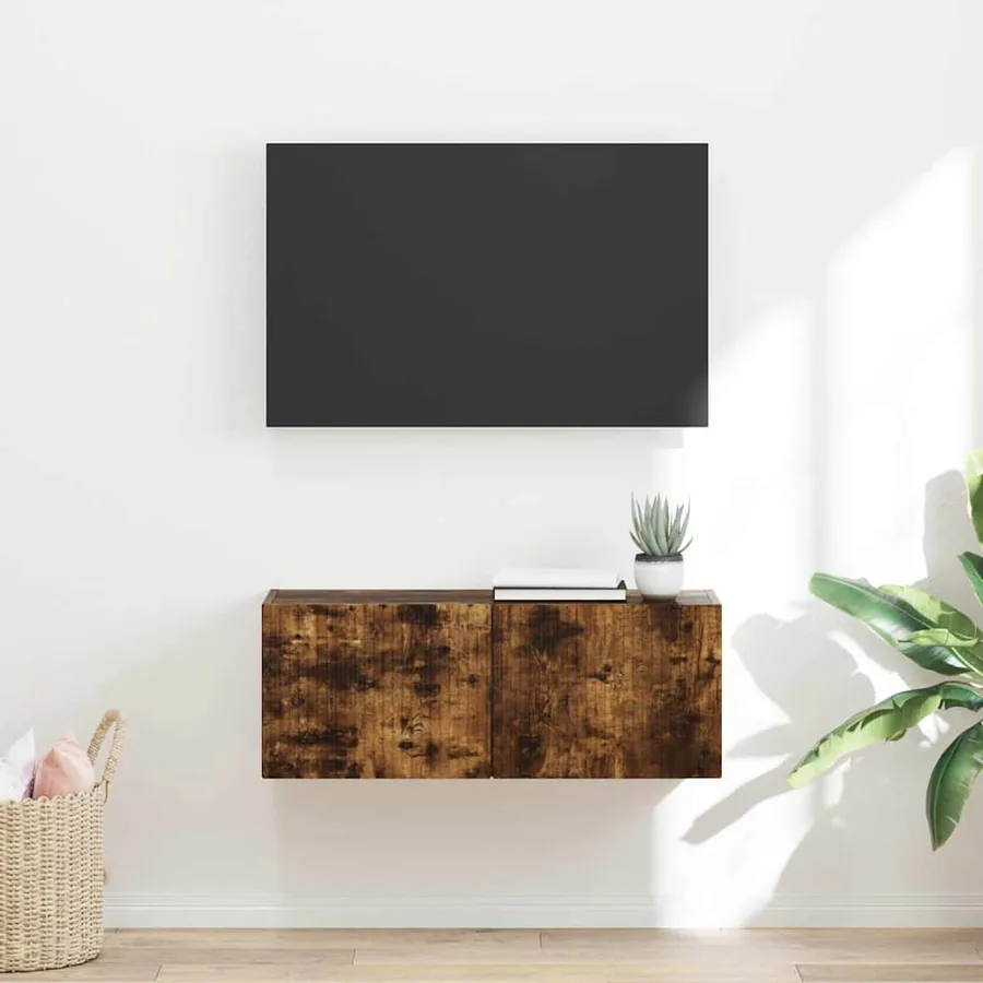 Meuble TV mural Montage mural Chêne fumé 78,5 x 31 x 29,5 cm