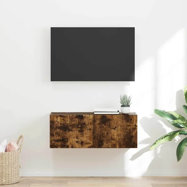 Meuble TV mural Montage mural Chêne fumé 78,5 x 31 x 29,5 cm