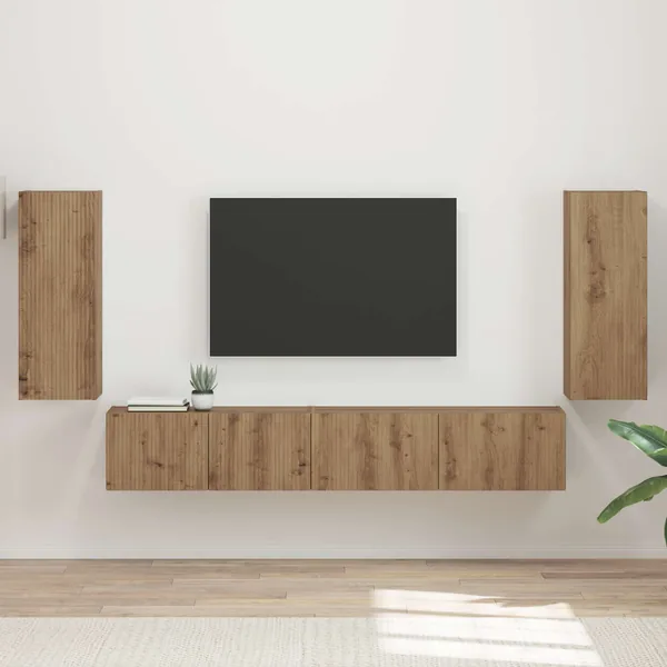 Ensemble meuble TV 4 pcs Chêne artisanal Bois d'ingénierie