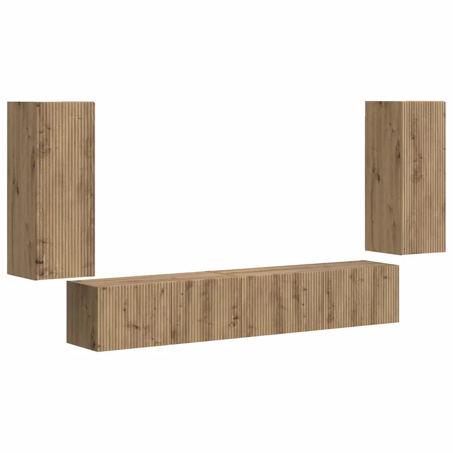 Ensemble meuble TV 4 pcs Chêne artisanal Bois d'ingénierie - 2