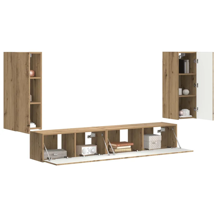 Ensemble meuble TV 4 pcs Chêne artisanal Bois d'ingénierie - 3
