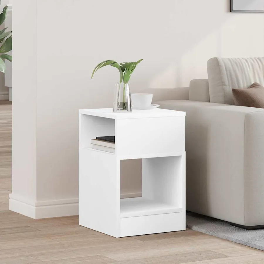 Table d'appoint Blanc 30,5 x 30 x 45 cm Bois d'ingénierie