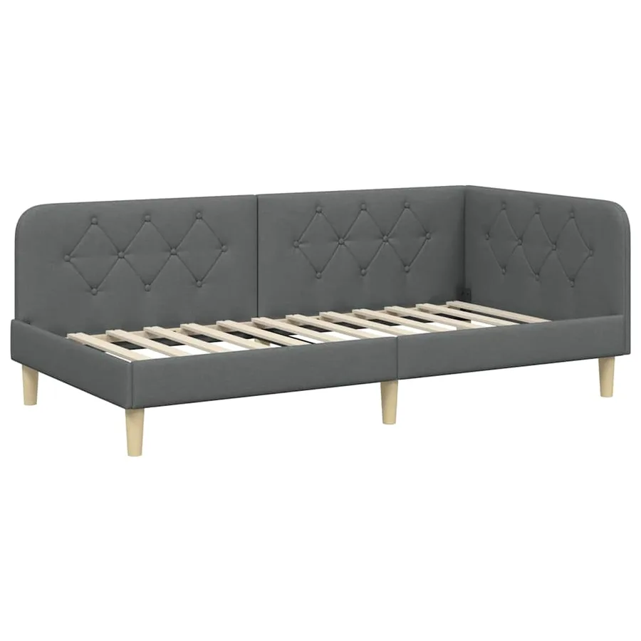 Cadre de lit d'angle Gris foncé 90 x 190 cm tissu - 6