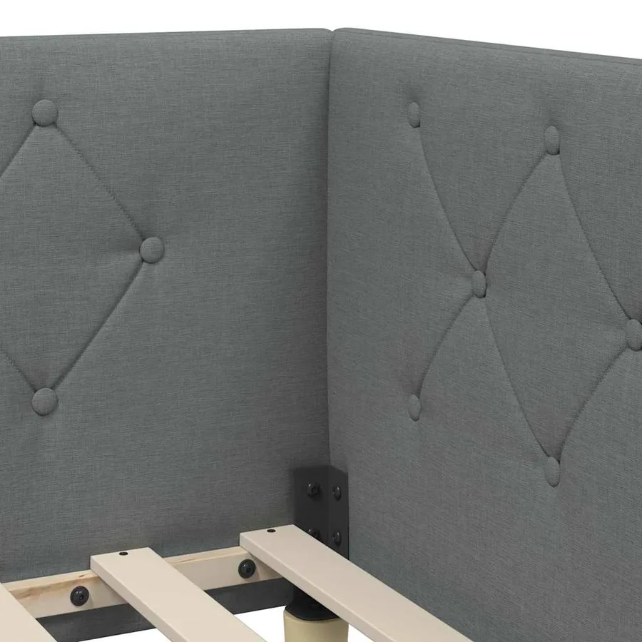 Cadre de lit d'angle Gris foncé 90 x 190 cm tissu - 8